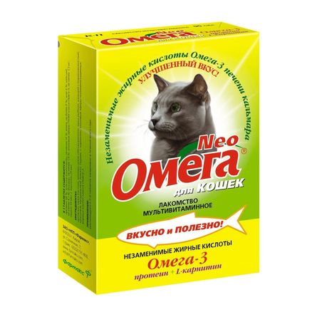 Омега NEO Витаминизированное лакомство для кошек (с протеином и L-карнитином), 90 таблеток – интернет-магазин Ле’Муррр